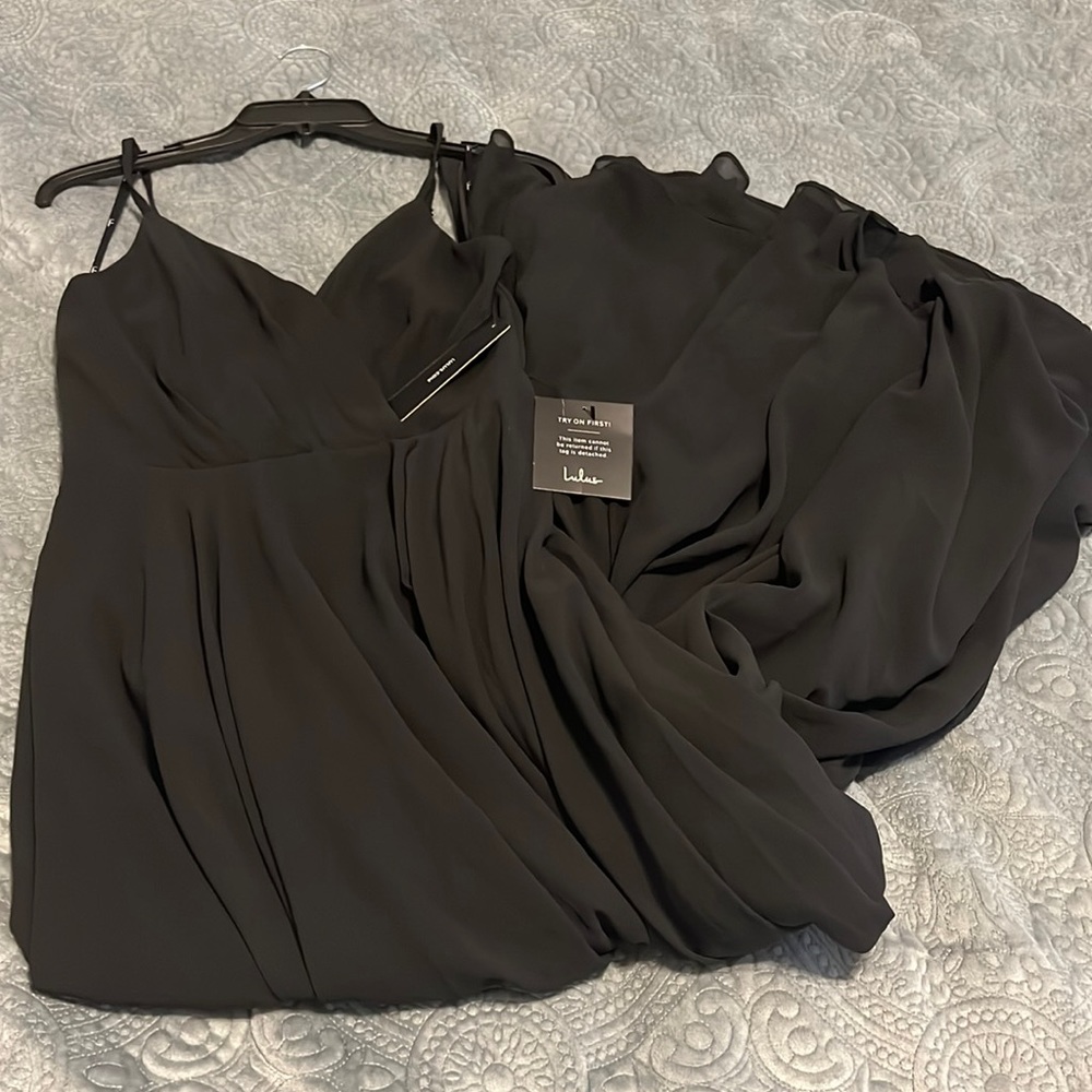 Lulus Long Black Spaghetti Strap Dress